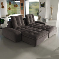 Deluxe Adjustable Cloud Sectional Sofas | Grey Frosted Velvet Loveseats 2-seaters