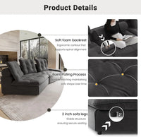 Deluxe Adjustable Cloud Sectional Sofas | Grey Frosted Velvet L shaped Sectionals 5-seaters with 1 Ottoman