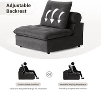 Deluxe Adjustable Cloud Sectional Sofas | Grey Frosted Velvet L shaped Sectionals 5-seaters with 1 Ottoman