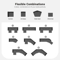 Deluxe Adjustable Cloud Sectional Sofas | Grey Frosted Velvet L shaped Sectionals 5-seaters with 1 Ottoman