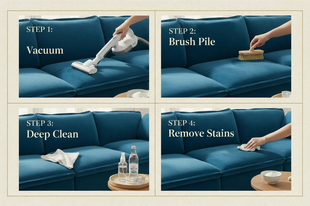 How to Clean a Velvet Sofa Step by Step Without Damage
