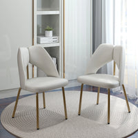 Vegan Open Back Dining Chair | Ivory PU Leather Set of 2