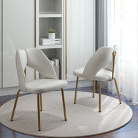 Vegan Open Back Dining Chair | Ivory PU Leather Set of 2