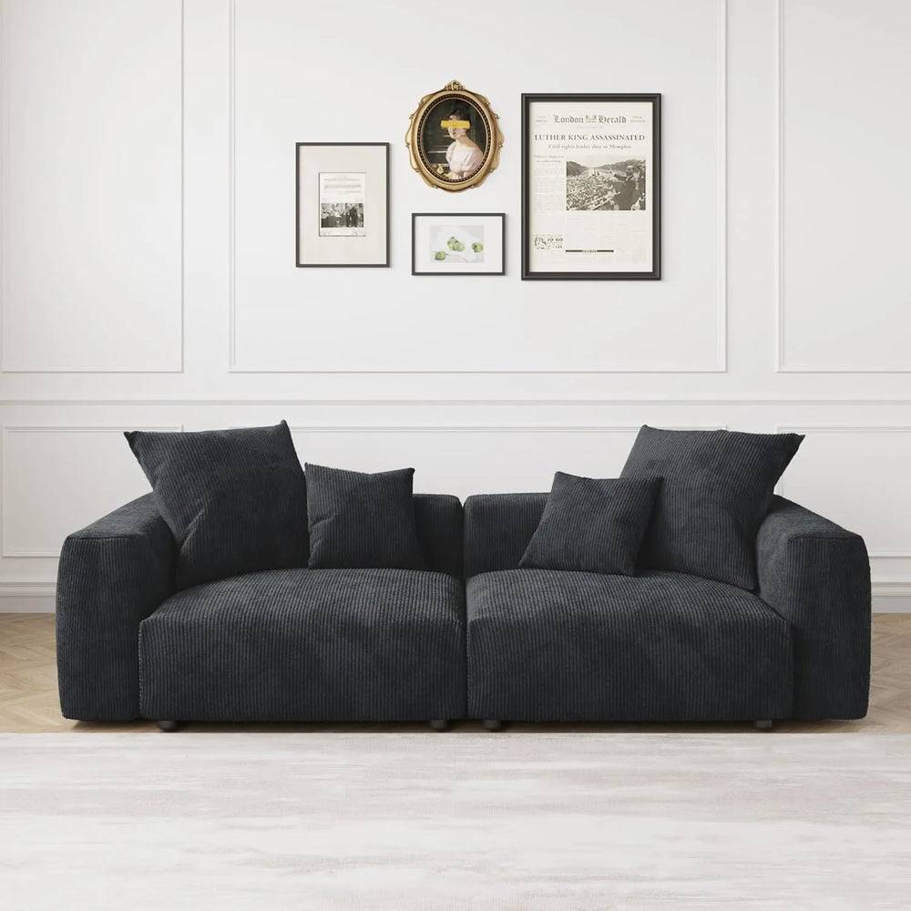 Matrix Modern Modular Sofas | Black Corduroy Loveseats 2-seaters