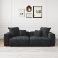 Matrix Modern Modular Sofas | Black Corduroy Loveseats 2-seaters