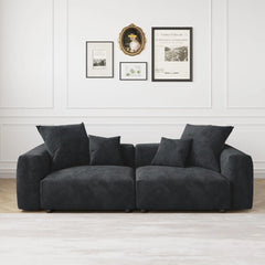 Matrix Modern Modular Sofas | Black Corduroy Loveseats 2-seaters