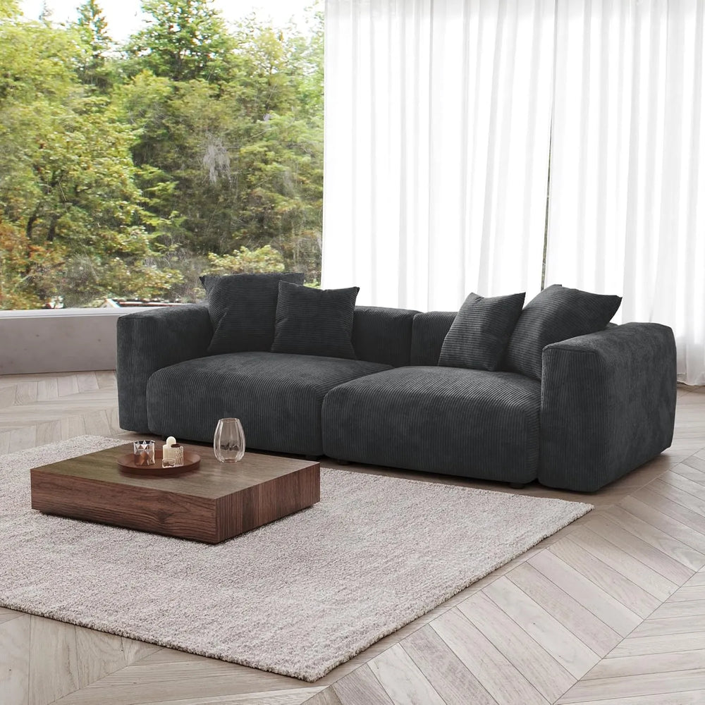 Matrix Modern Modular Sofas | Black Corduroy Loveseats 2-seaters