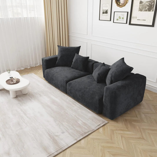 Matrix Modern Modular Sofas | Black Corduroy Loveseats 2-seaters