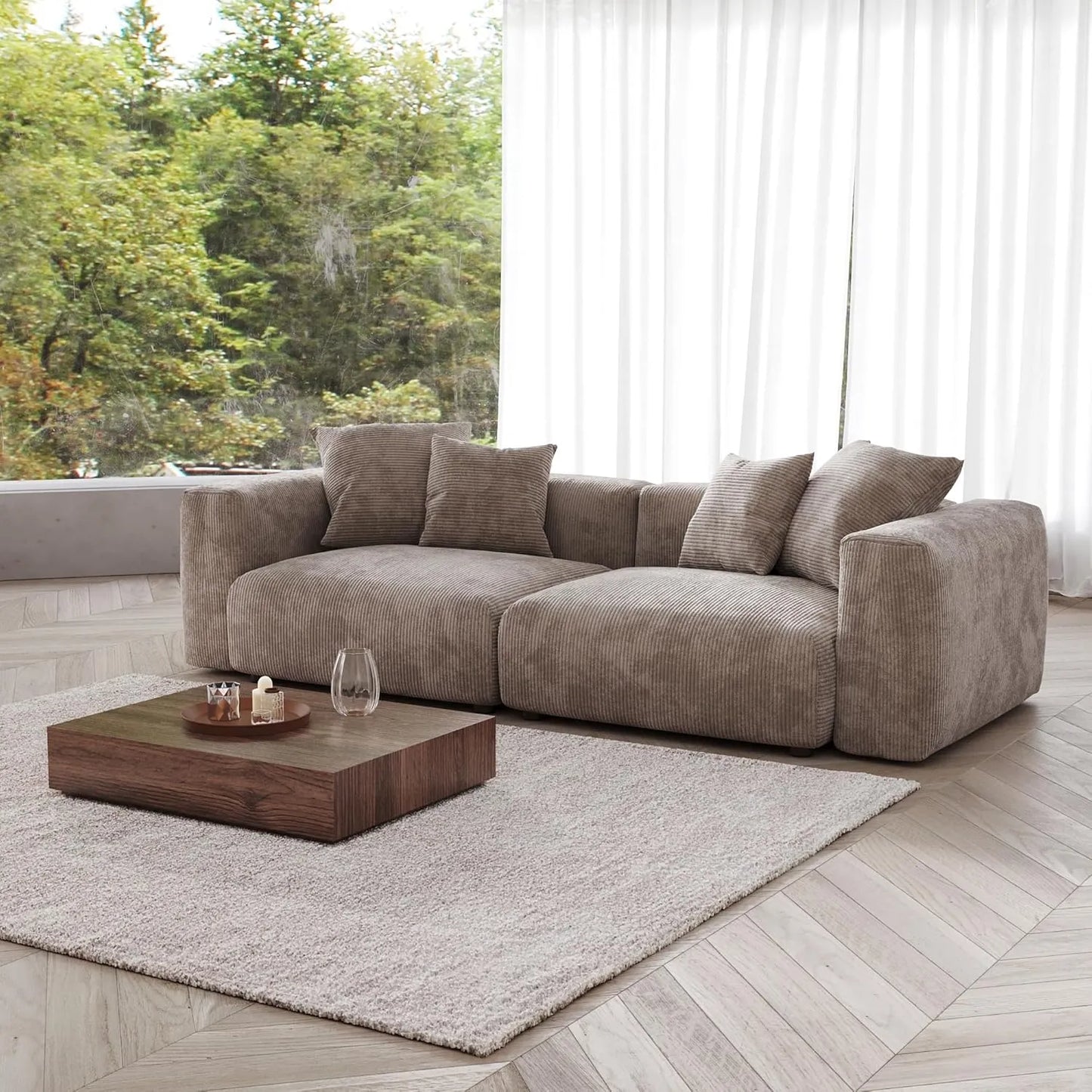 Matrix Modern Modular Sofas | Brown Corduroy Loveseats 2-seaters