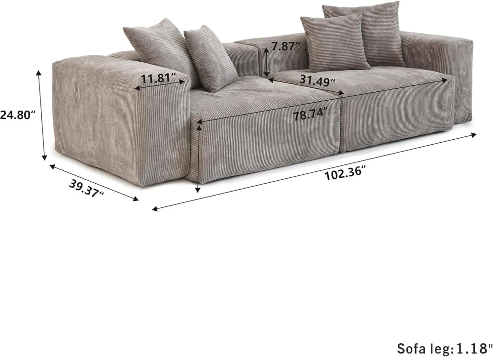 Matrix Modern Modular Sofas | Brown Corduroy Loveseats 2-seaters
