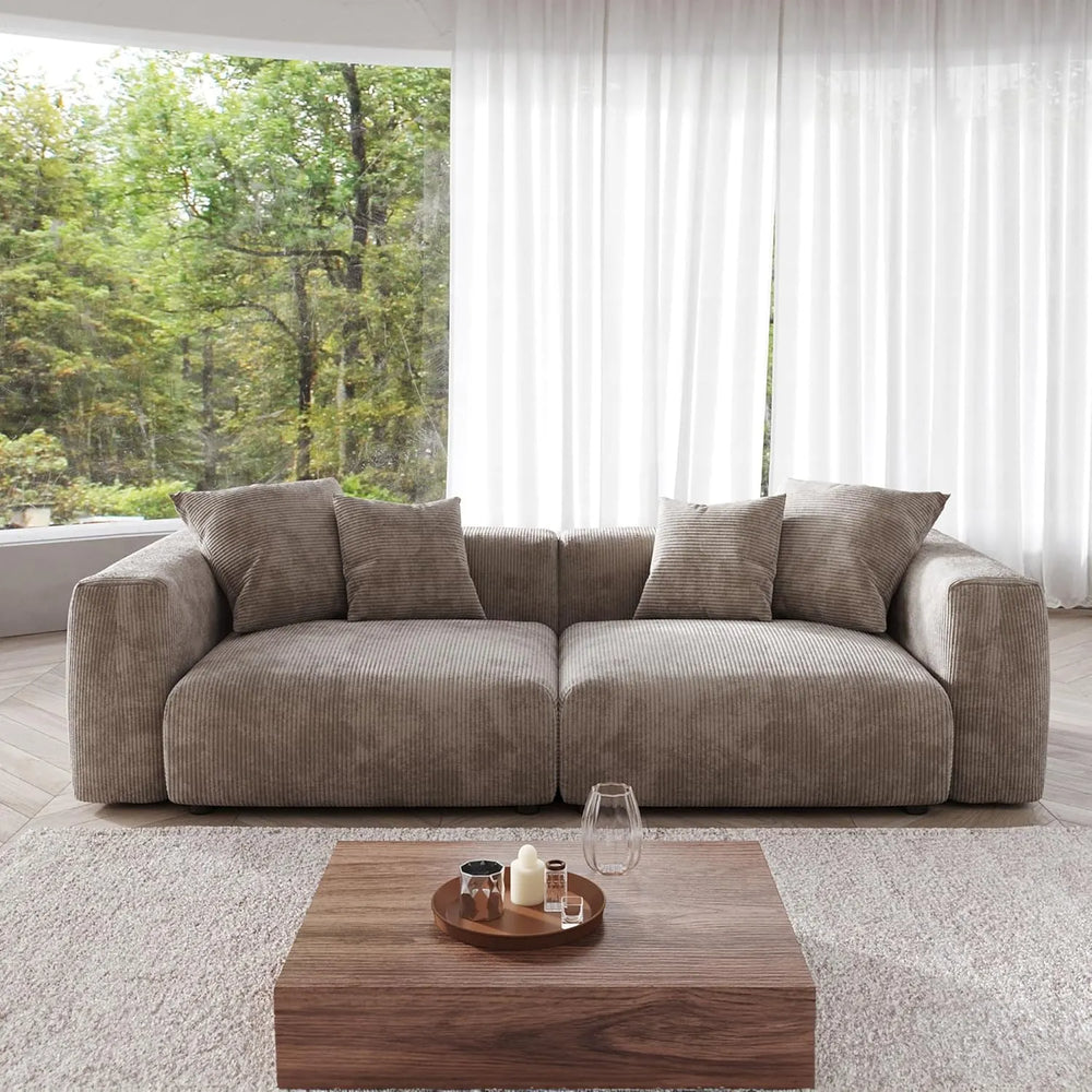 Matrix Modern Modular Sofas | Brown Corduroy Loveseats 2-seaters