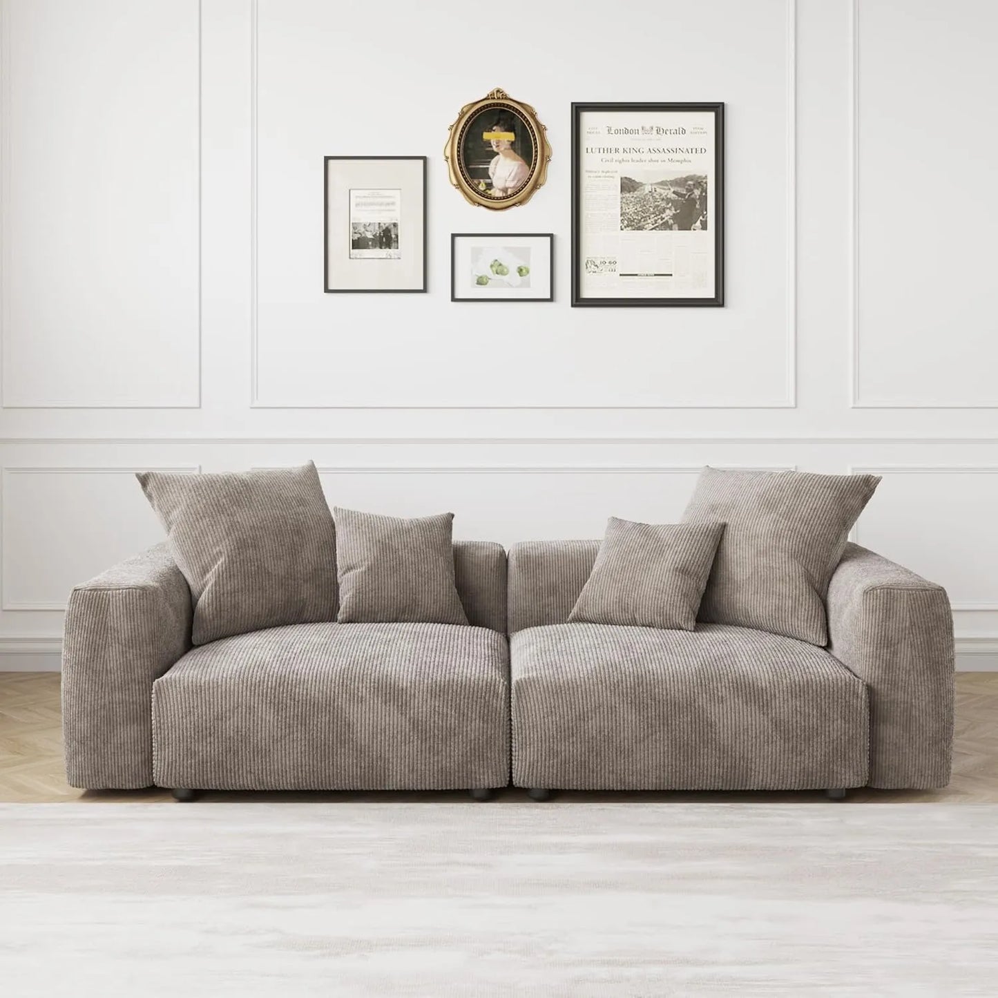 Matrix Modern Modular Sofas | Brown Corduroy Loveseats 2-seaters