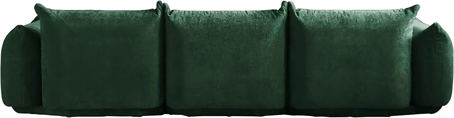 Sofá modular en forma de L Matrix de 3 plazas, color verde | 4 piezas (incluye 1 otomana), tela de chenilla, diseño espacioso