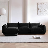 Matrix Modern Sectional Sofas | Black Chenille Couch Sectionals 3-seaters with 1 Ottoman