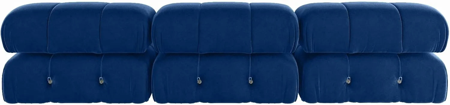 Matrix 3-Seater Blue Modular Couch Sectional | 3-Piece, Velvet Fabric, Apartment Friendly