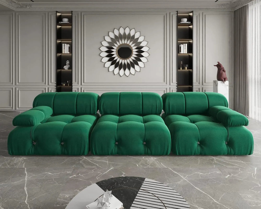 Matrix Minimalist Modular Sofas | Green Velvet Couch Sectionals 3-seaters