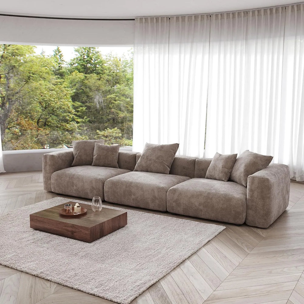 Matrix Modern Modular Sofas | Brown Corduroy Couch Sectionals 3-seaters