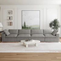 Deluxe Premium Cloud Sectional Sofas | Light Grey Cotton and Linen Couch Sectionals 4-seaters