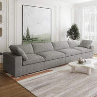 Deluxe Premium Cloud Sectional Sofas | Light Grey Cotton and Linen Couch Sectionals 4-seaters
