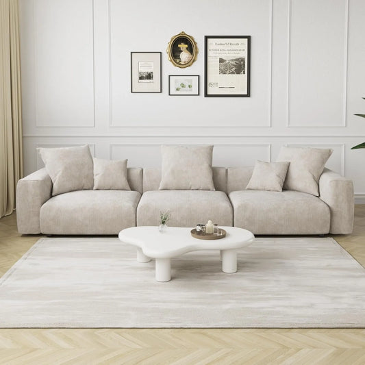 Matrix Modern Modular Sofas | Beige Corduroy Couch Sectionals 3-seaters