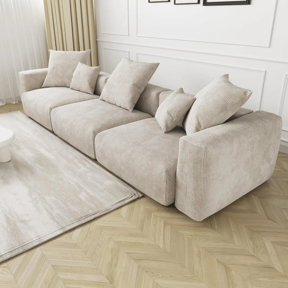 Matrix Modern Modular Sofas | Beige Corduroy Couch Sectionals 3-seaters