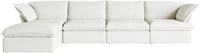 Deluxe Linen Cloud Sectional Sofas | White Cotton and Linen Couch Sectionals 4-seaters with 1 Ottoman