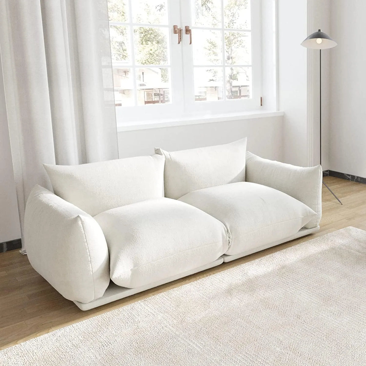Sofá modular de dos plazas Matrix color beige | 2 piezas, tela de chenilla, para espacios pequeños