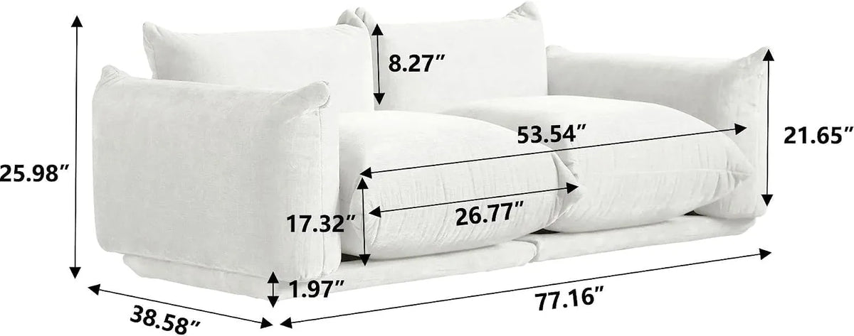 Sofá modular de dos plazas Matrix color beige | 2 piezas, tela de chenilla, para espacios pequeños