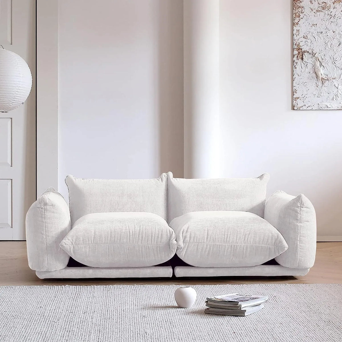 Sofá modular de dos plazas Matrix color beige | 2 piezas, tela de chenilla, para espacios pequeños