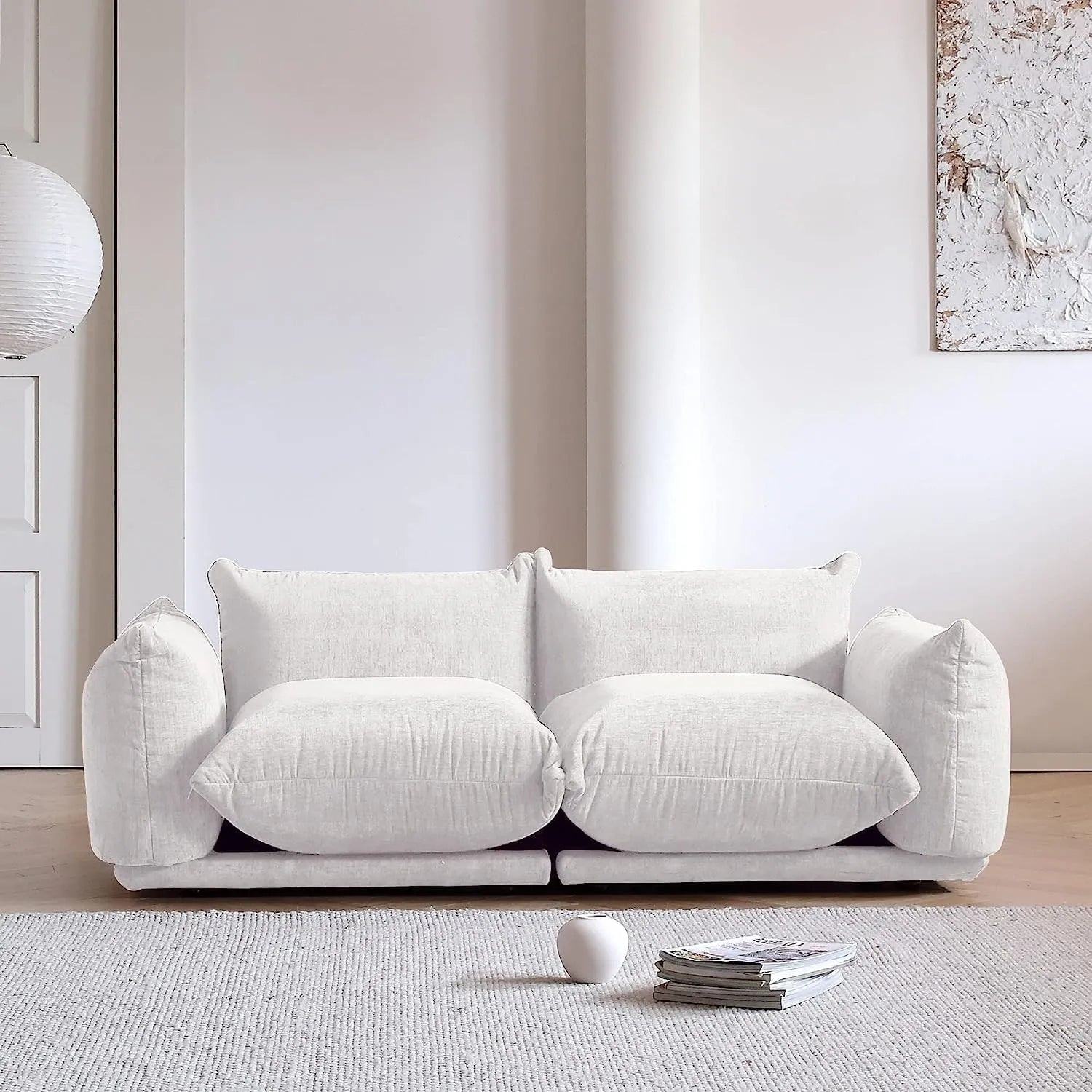 Sofá modular de dos plazas Matrix color beige | 2 piezas, tela de chenilla, para espacios pequeños