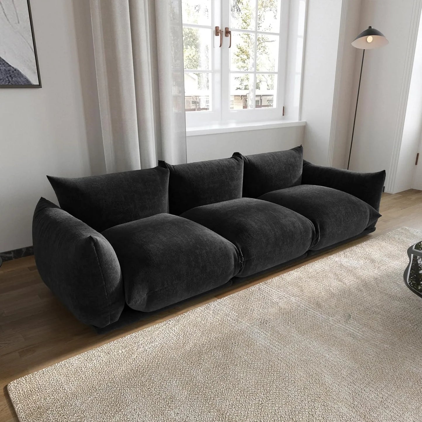 Matrix Modern Sectional Sofas | Black Chenille Couch Sectionals 3-seaters