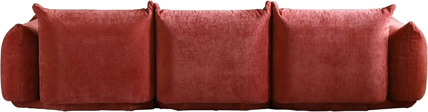 Sofá modular seccional Matrix de 3 plazas en color naranja | 3 piezas, tela de chenilla, ideal para apartamentos.