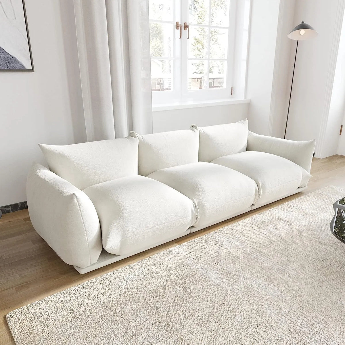 Sofá modular seccional Matrix de 3 plazas color beige | 3 piezas, tela de chenilla, ideal para apartamentos