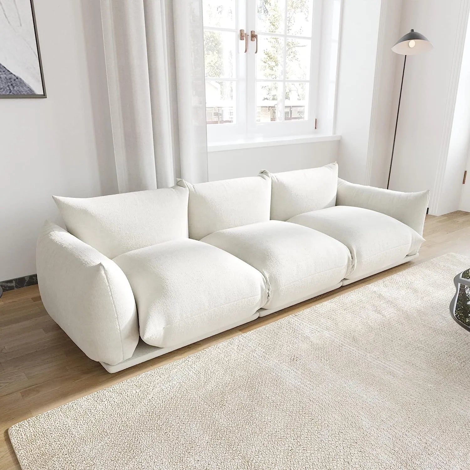 Sofá modular seccional Matrix de 3 plazas color beige | 3 piezas, tela de chenilla, ideal para apartamentos