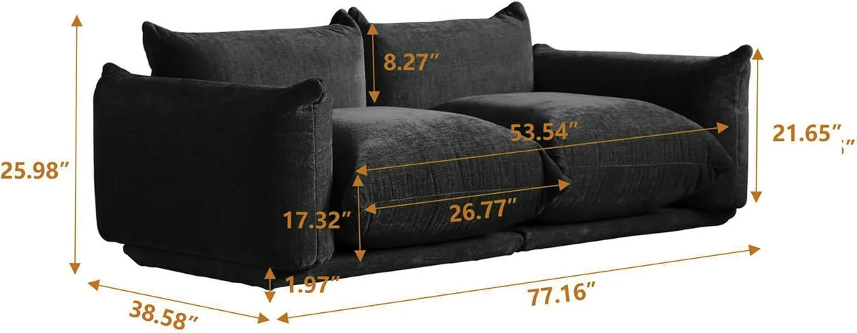 Matrix 2-Seater Black Modular Loveseat | 2-Piece, Chenille Fabric, Compact Design