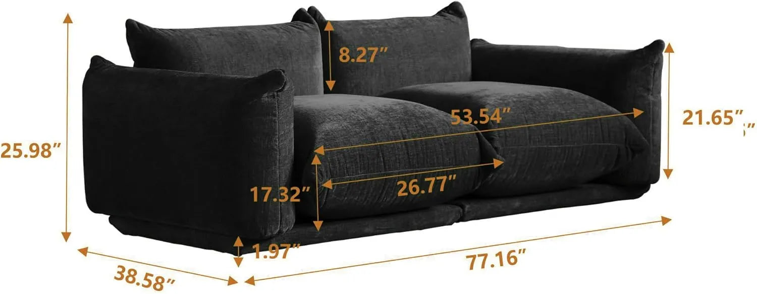 Sofá modular de dos plazas Matrix negro | 2 piezas, tela de chenilla, diseño compacto