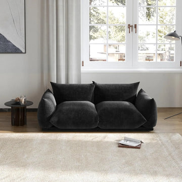 Sofá modular de dos plazas Matrix negro | 2 piezas, tela de chenilla, diseño compacto
