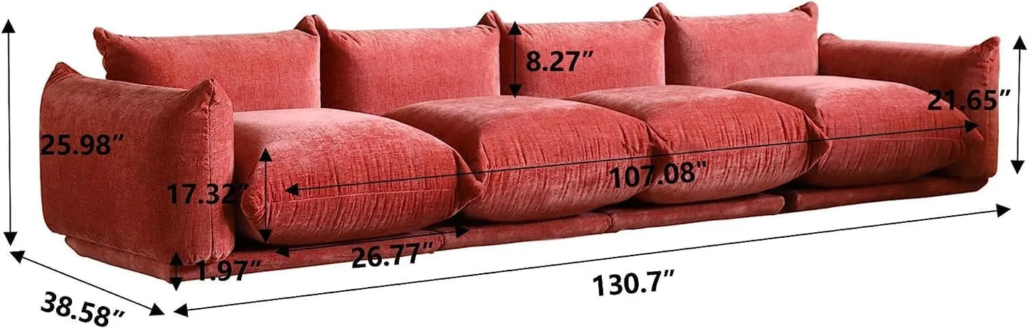 Matrix Modern Sectional Sofas | Orange Chenille Couch Sectionals 4-seaters