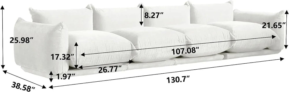 Matrix Modern Sectional Sofas | Beige Chenille Couch Sectionals 4-seaters
