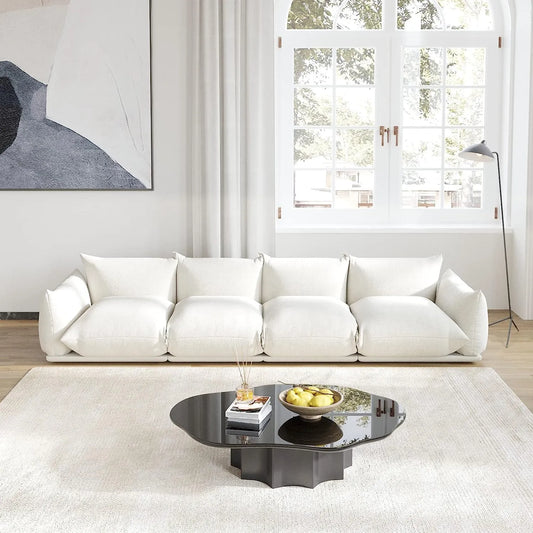Matrix Modern Sectional Sofas | Beige Chenille Couch Sectionals 4-seaters