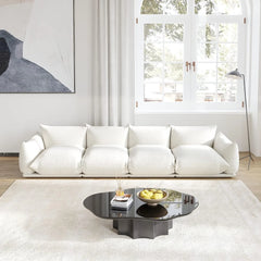 Matrix Modern Sectional Sofas | Beige Chenille Couch Sectionals 4-seaters