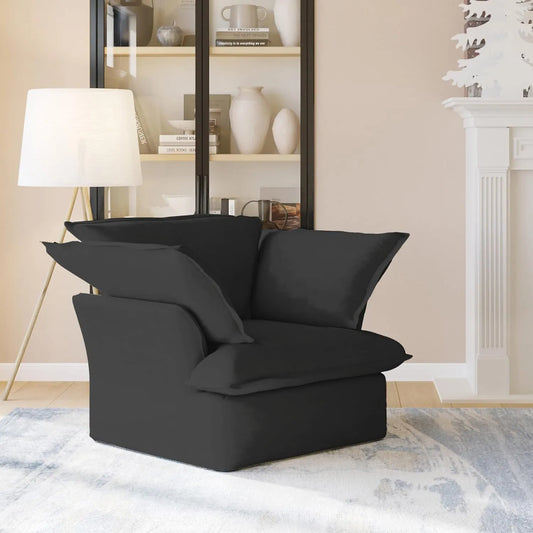 Deluxe Linen Cloud Sectional Sofas | Black Cotton and Linen Single Seat 1-seater
