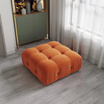 Otomana modular Matrix color naranja oscuro | 1 pieza, tela de terciopelo, diseño compacto