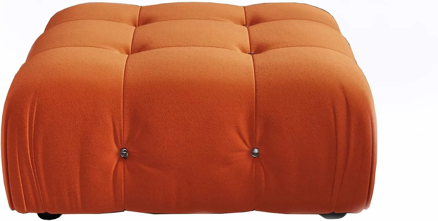 Otomana modular Matrix color naranja oscuro | 1 pieza, tela de terciopelo, diseño compacto