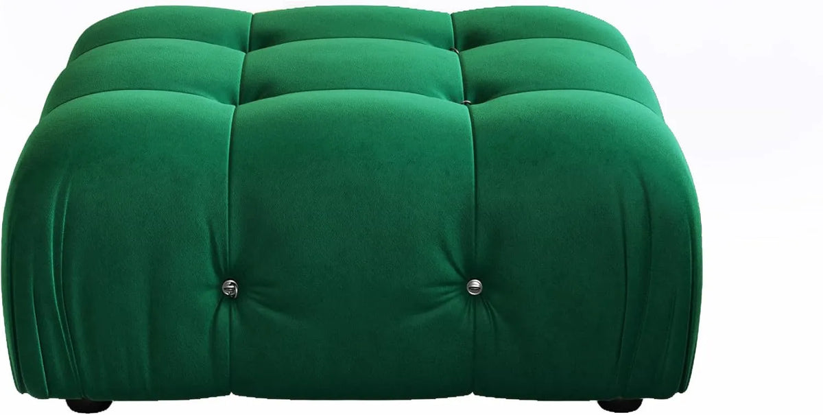 Matrix Green Modular Ottoman | 1-Piece, Velvet Fabric, Apartment Friendly