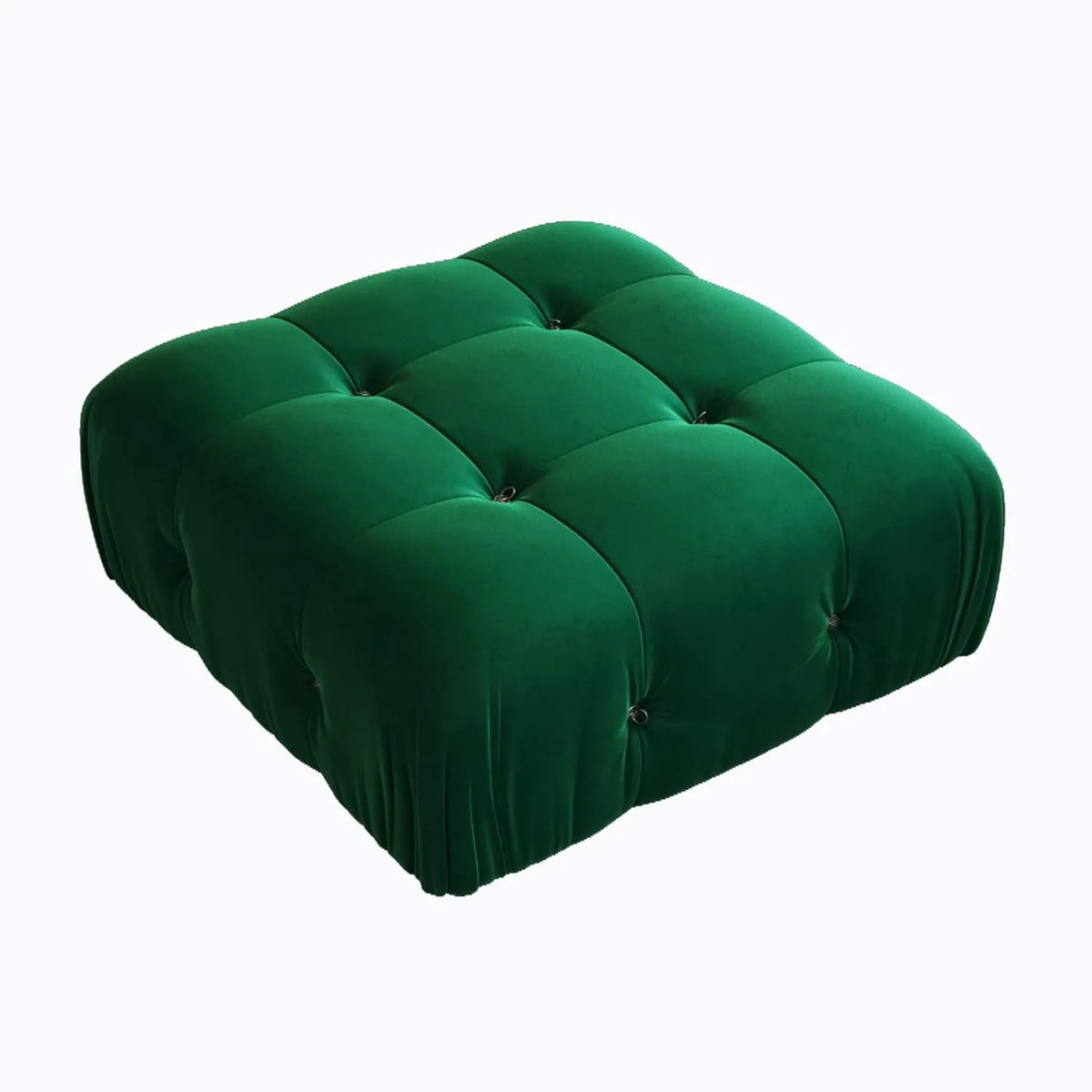 Matrix Green Modular Ottoman | 1-Piece, Velvet Fabric, Apartment Friendly