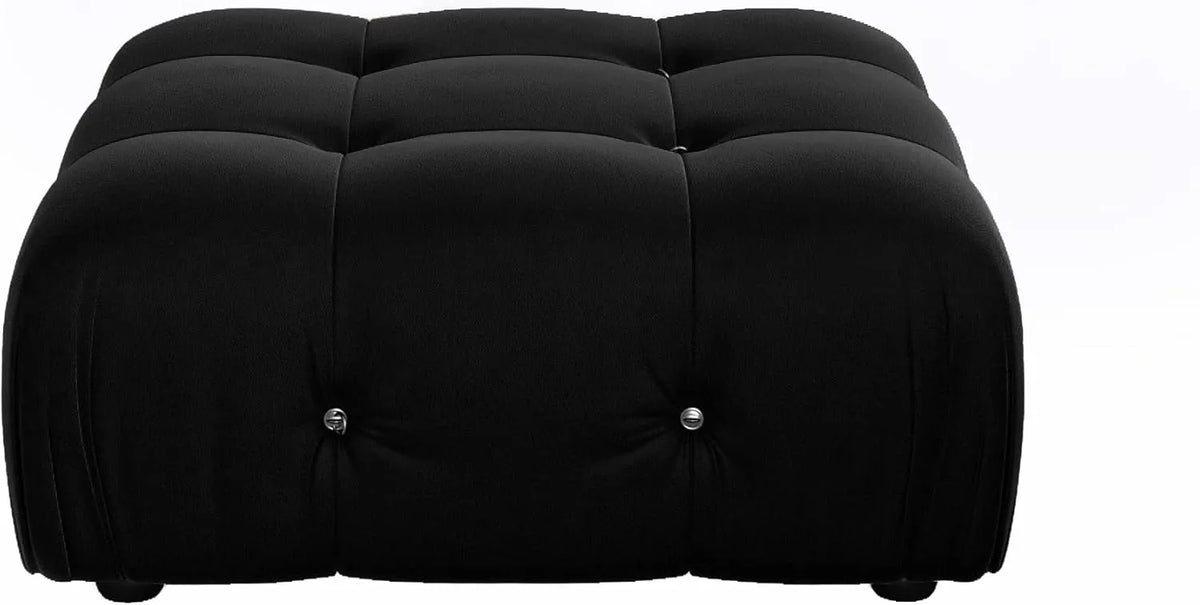 Matrix Black Modular Ottoman | 1-Piece, Velvet Fabric, Apartment Friendly