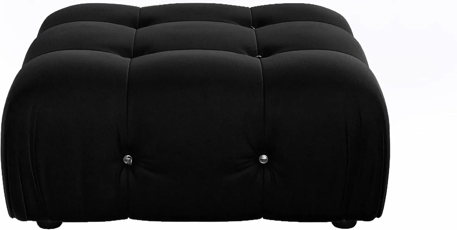 Matrix Black Modular Ottoman | 1-Piece, Velvet Fabric, Apartment Friendly