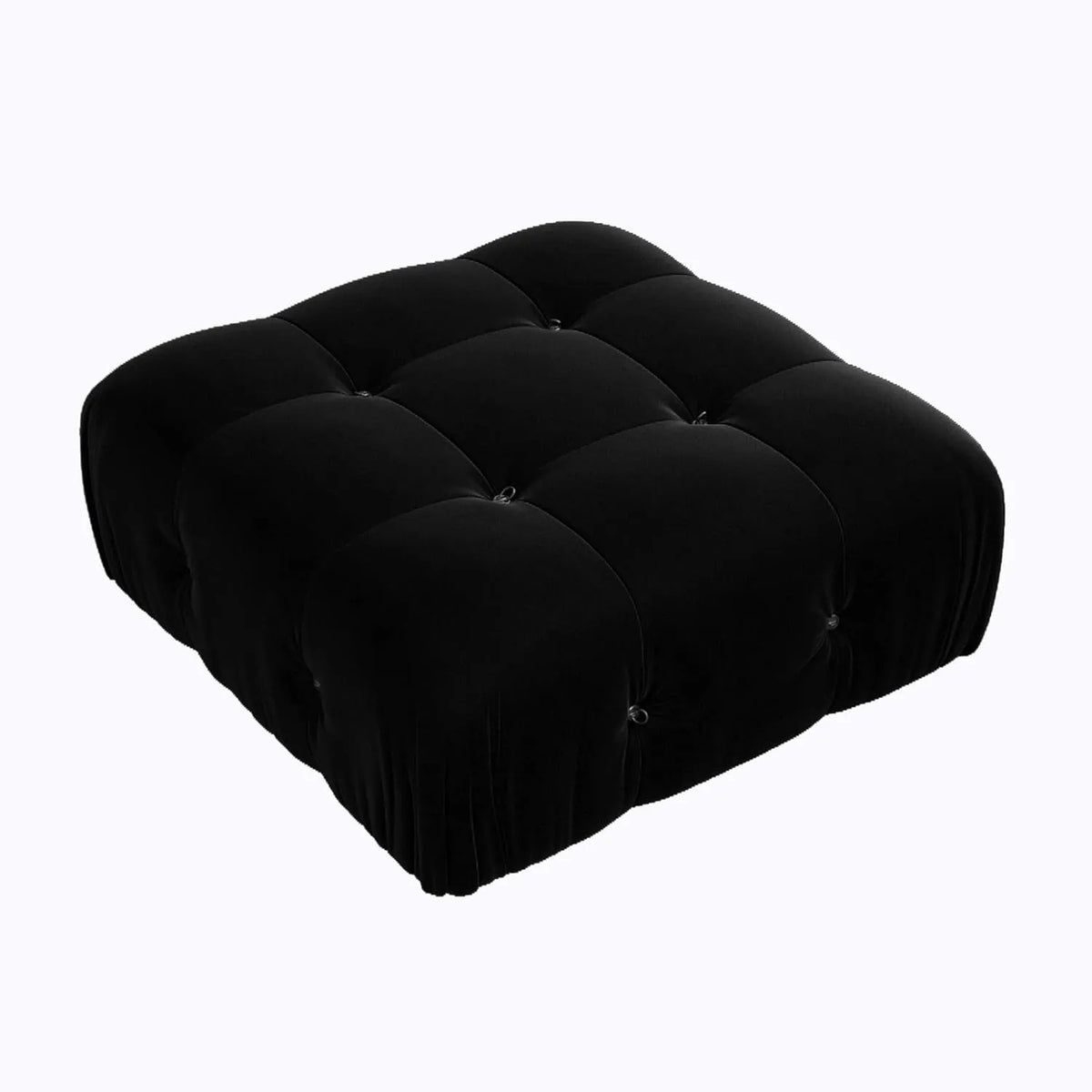 Matrix Black Modular Ottoman | 1-Piece, Velvet Fabric, Apartment Friendly