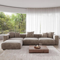 Matrix Modern Modular Sofas | Brown Corduroy Couch Sectionals 3-seaters with 1 Ottoman